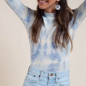 Something Navy Mock Neck Tie Dye Top